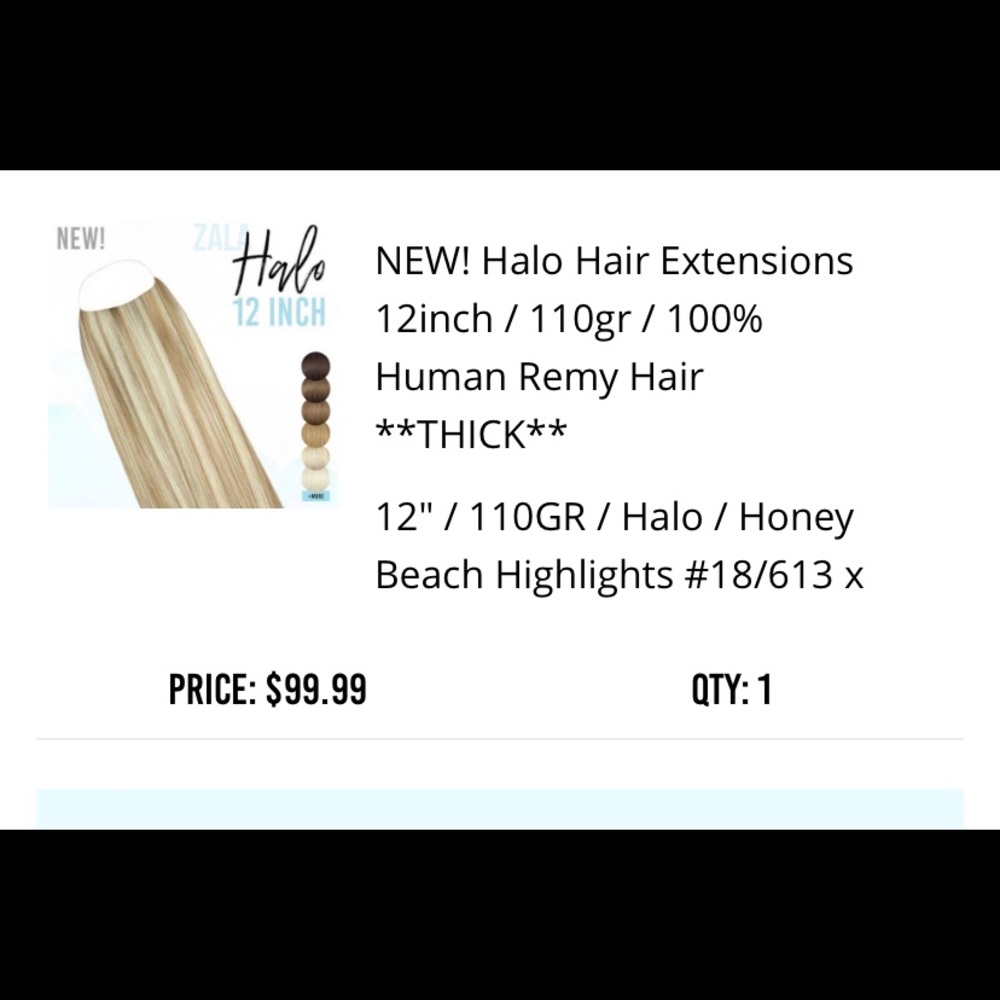 12 inch halo 100% Remy human hair
